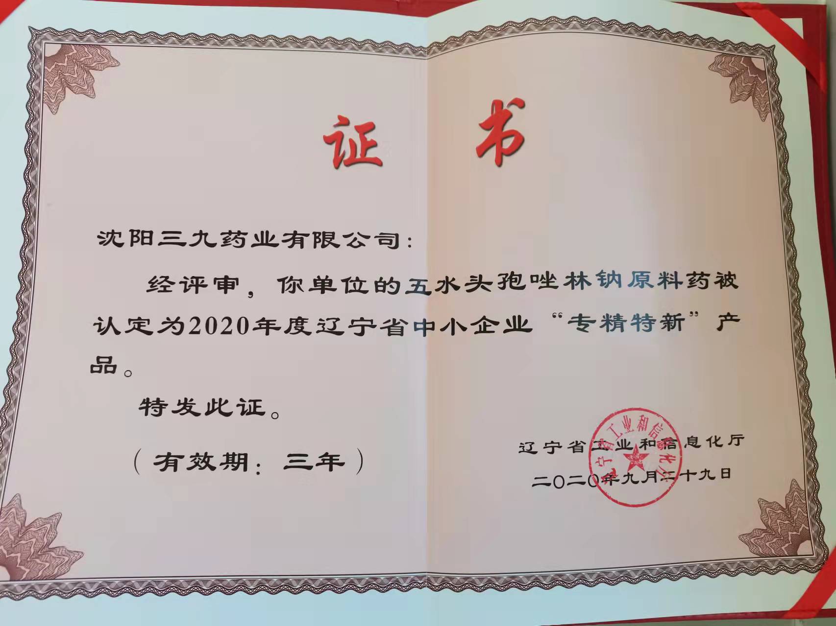 2020年遼寧省“專精特新”產品